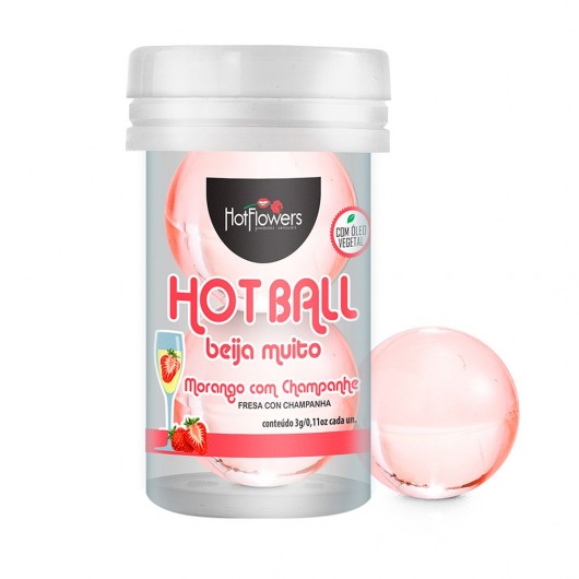 Лубрикант на масляной основе Hot Ball Beija Muito с ароматом клубники и шампанского (2 шарика по 3 гр.) - HotFlowers - купить с доставкой в Чебоксарах