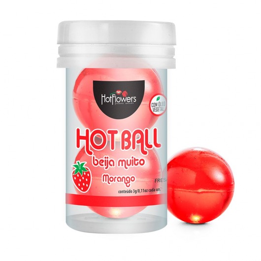 Лубрикант на масляной основе Hot Ball Beija Muito с ароматом клубники (2 шарика по 3 гр.) - HotFlowers - купить с доставкой в Чебоксарах