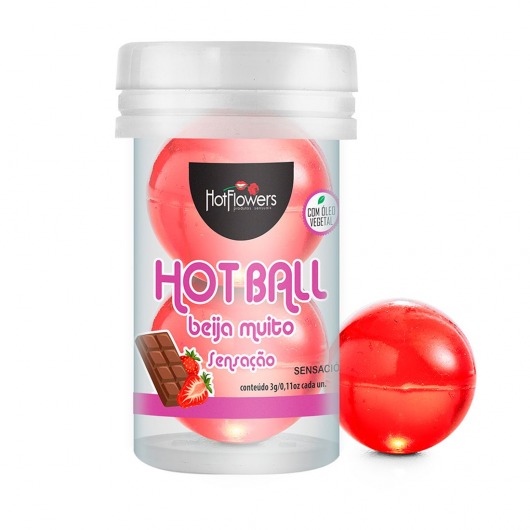 Лубрикант на масляной основе Hot Ball Beija Muito с ароматом шоколада и клубники (2 шарика по 3 гр.) - HotFlowers - купить с доставкой в Чебоксарах