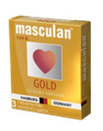 Презервативы Masculan Ultra Gold с золотым напылением и ароматом ванили - 3 шт. - Masculan - купить с доставкой в Чебоксарах