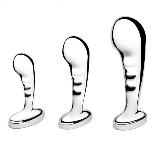 Набор из 3 стальных стимуляторов простаты Stainless Steel P-spot Training Set - b-Vibe - в Чебоксарах купить с доставкой