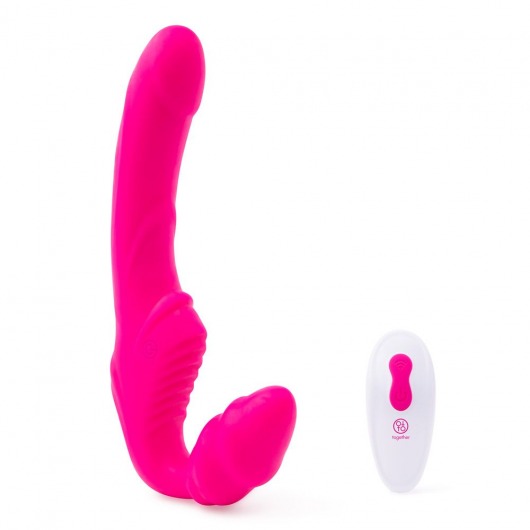 Розовый безремневой страпон на радиоуправлении Strapless Together - 22 см. - Together Toy - купить с доставкой в Чебоксарах