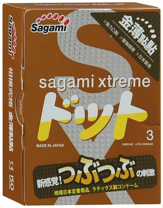 Презервативы Sagami Xtreme FEEL UP с точечной текстурой и линиями прилегания - 3 шт. - Sagami - купить с доставкой в Чебоксарах