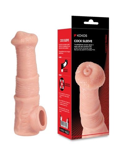 Телесная фантазийная насадка на член Cock Sleeve Size M - KOKOS - в Чебоксарах купить с доставкой