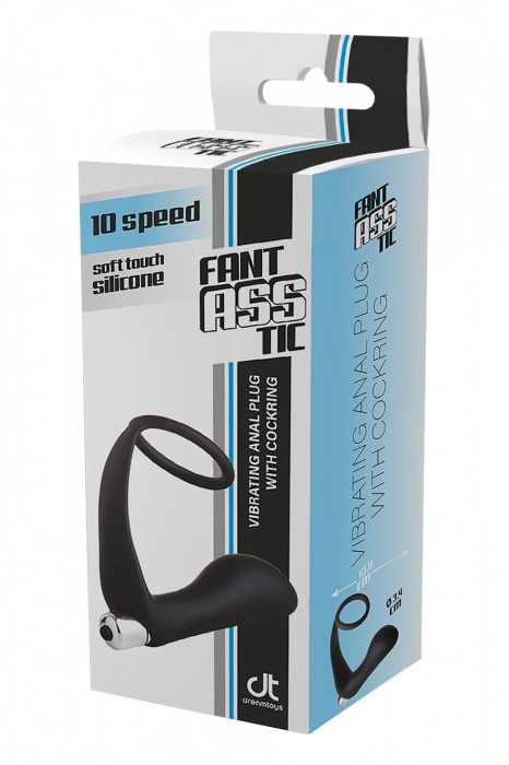 Черное эрекционное кольцо с вибропробкой Vibrating Anal Plug With Cockring - Dream Toys - в Чебоксарах купить с доставкой