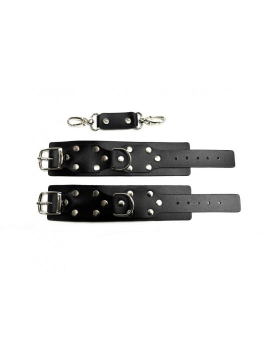 Черные кожаные наручники Sex Game - БДСМ Арсенал - купить с доставкой в Чебоксарах