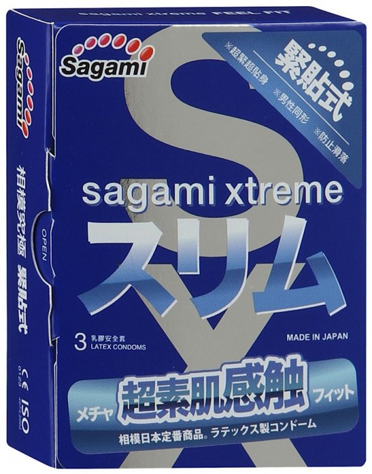 Розовые презервативы Sagami Xtreme FEEL FIT 3D - 3 шт. - Sagami - купить с доставкой в Чебоксарах