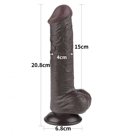 Коричневый фаллоимитатор 8 Sliding Skin Dual Layer Dong на присоске - 20,8 см. - Lovetoy