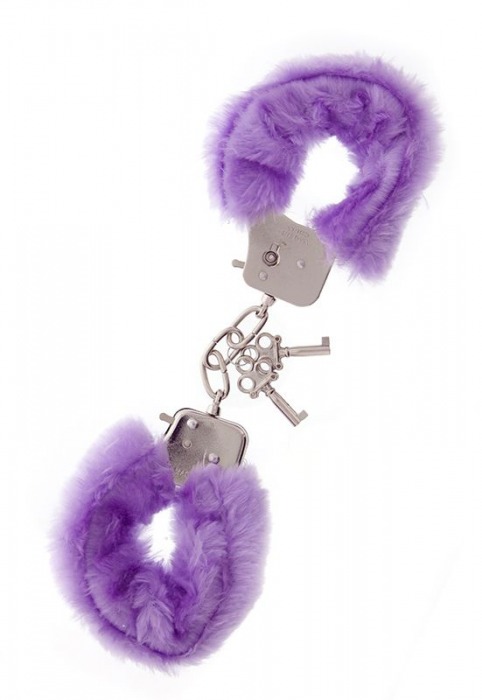 Фиолетовые меховые наручники METAL HANDCUFF WITH PLUSH LAVENDER - Dream Toys - купить с доставкой в Чебоксарах