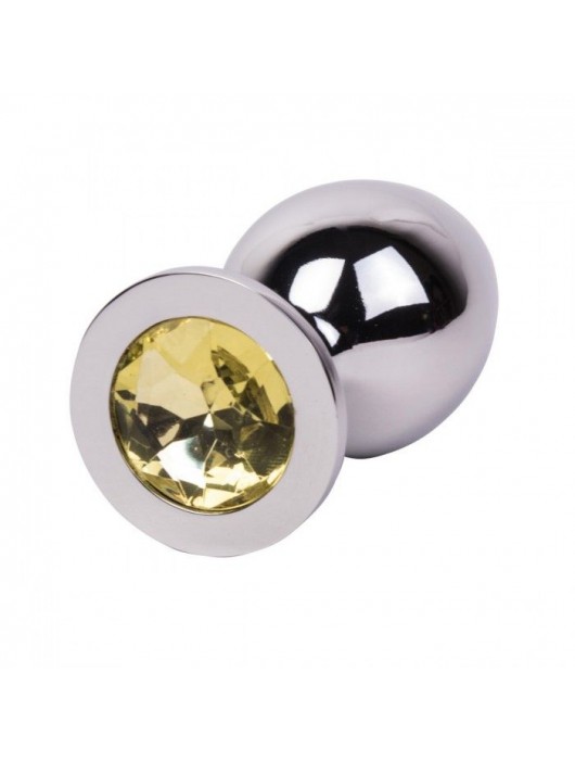 Большой стальной плаг с желтым кристаллом Sweet Lemon - 9,5 см. - Erotic Fantasy - купить с доставкой в Чебоксарах