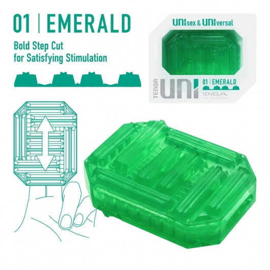 Зеленый мастурбатор-стимулятор Tenga Uni Emerald - Tenga - в Чебоксарах купить с доставкой