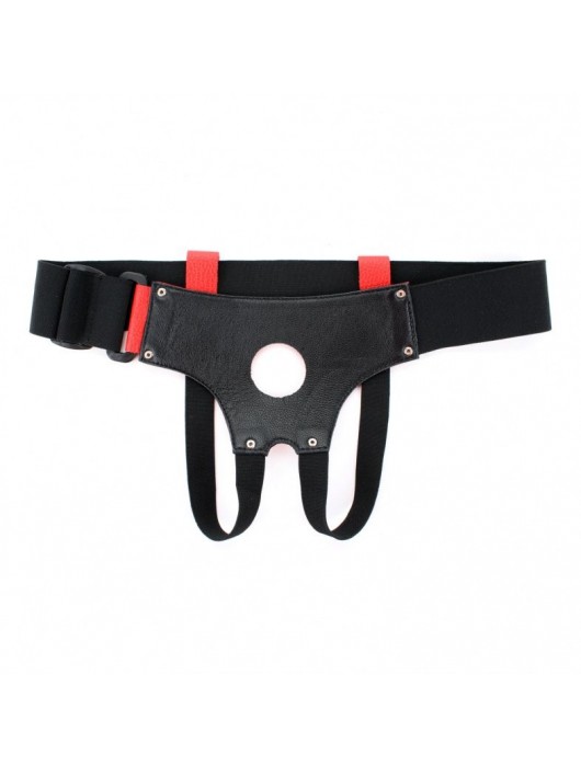Красные кожаные трусики для страпона - БДСМ Арсенал - купить с доставкой в Чебоксарах