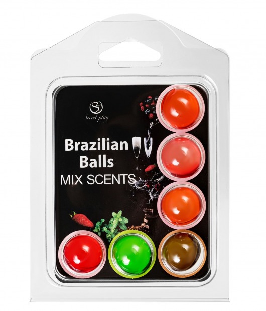 Набор из 6 шариков с ароматизированными массажными маслами Brazilian Balls - Secret Play - купить с доставкой в Чебоксарах