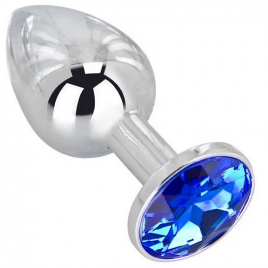 Анальное украшение BUTT PLUG  Small с синим кристаллом - 7 см. - Anal Jewelry Plug - купить с доставкой в Чебоксарах