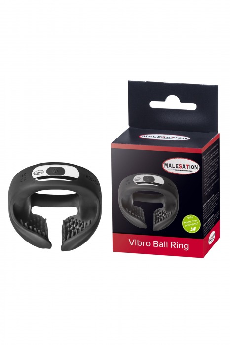 Черное эрекционное виброкольцо для пениса и мошонки Vibro Ball Ring - MALESATION - в Чебоксарах купить с доставкой