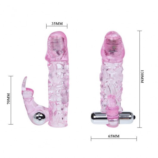 Розовая насадка на фаллос с вибрацией - 13 см. - Baile - в Чебоксарах купить с доставкой