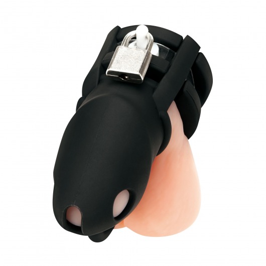 Черная клетка для пениса Silicone Small 2 in Cock Cage With Ball Divider - BlueLine - купить с доставкой в Чебоксарах