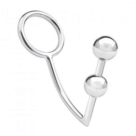 Кольцо на пенис с анальным стимулятором Two Bead Stainless Steel Anal Hook   Cock Ring - BlueLine - в Чебоксарах купить с доставкой