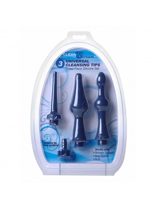 Набор из 3 универсальных насадок для анального душа Universal 3 Piece Silicone Enema Attachment Set - XR Brands - купить с доставкой в Чебоксарах