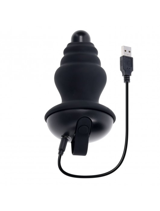 Черный вибростимулятор со съёмной насадкой Echo - 15,3 см. - Gender X