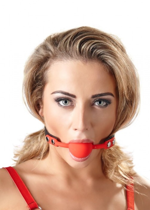 Силиконовый кляп-шар на чёрных ремешках Red Gag silicone - Orion - купить с доставкой в Чебоксарах