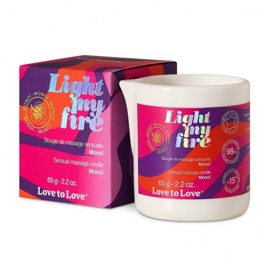 Массажная свеча Light My Fire с ароматом моной - 80 мл. - Love to Love - купить с доставкой в Чебоксарах