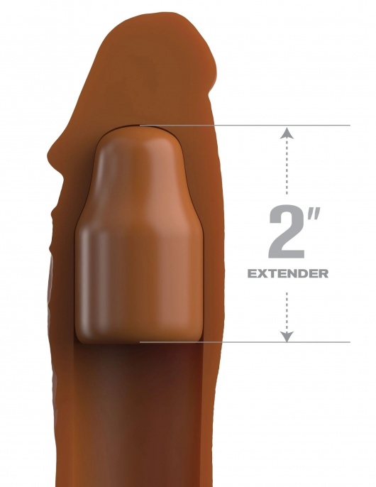 Коричневая насадка на член 2  Silicone X-tension - 20,3 см. - Pipedream - в Чебоксарах купить с доставкой