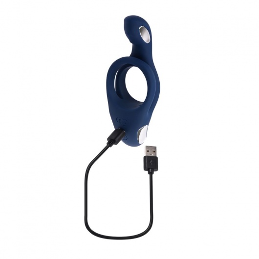 Синее эрекционное виброкольцо с двойным подхватом мошонки Ring Around The Rosy - Zero Tolerance - в Чебоксарах купить с доставкой