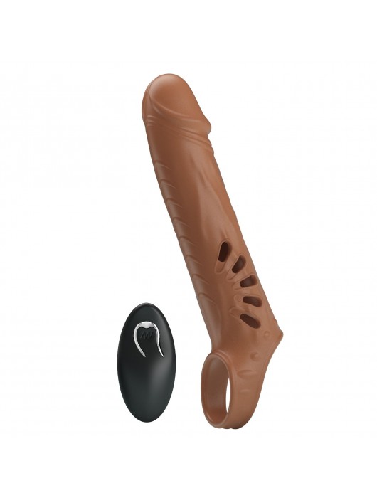 Коричневая вибронасадка с подхватом мошонки и пультом ДУ - Baile - в Чебоксарах купить с доставкой