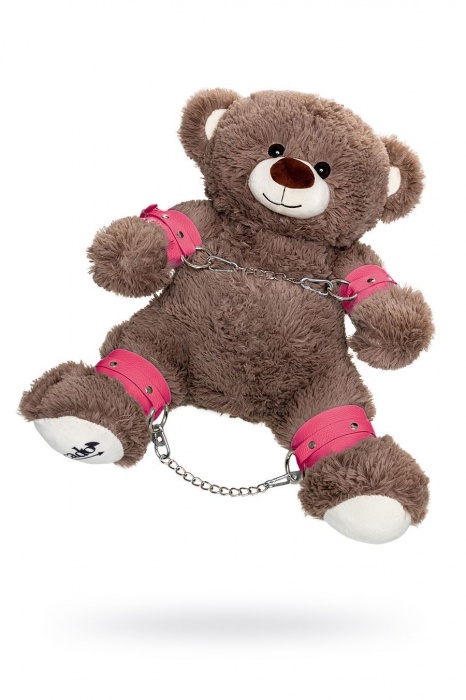 Бондажный набор: бурый мишка с розовыми оковами и наручниками - Pecado - купить с доставкой в Чебоксарах