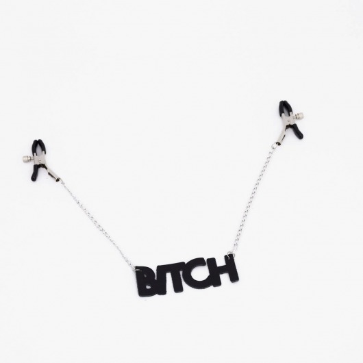 Зажимы на соски с кожаной подвеской Bitch - Crazy Handmade - купить с доставкой в Чебоксарах