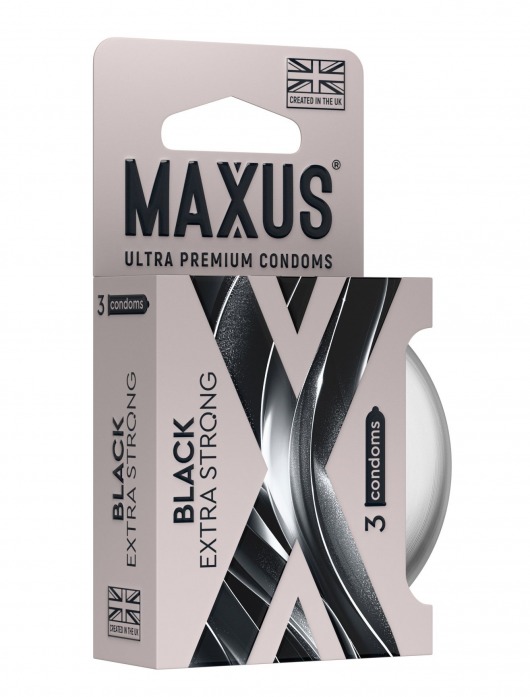 Черные утолщенные презервативы MAXUS Extra Strong с железным кейсом - 3 шт. - Maxus - купить с доставкой в Чебоксарах