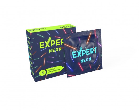 Светящиеся в темноте презервативы Expert Neon - 3 шт. - Expert - купить с доставкой в Чебоксарах