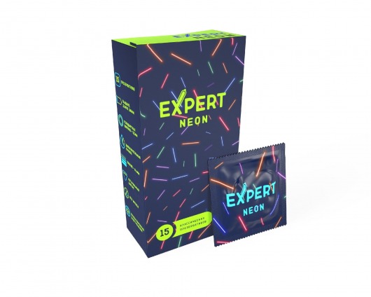 Светящиеся в темноте презервативы Expert Neon - 15 шт. - Expert - купить с доставкой в Чебоксарах