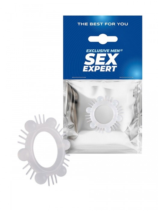 Эластичное эрекционное кольцо с шипиками и шариками - Sex Expert - в Чебоксарах купить с доставкой