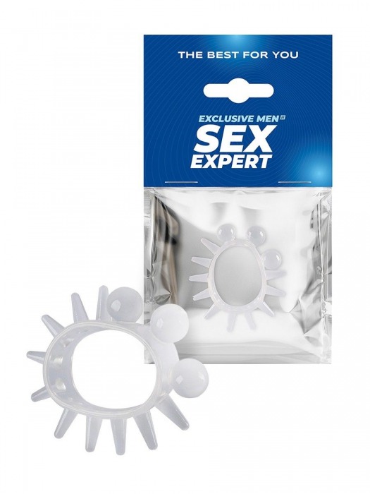 Эластичное эрекционное кольцо с шариками и лучами - Sex Expert - в Чебоксарах купить с доставкой