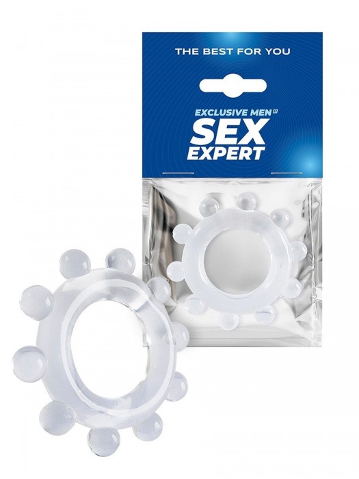 Прозрачное эрекционное кольцо со стимулирующими шариками - Sex Expert - в Чебоксарах купить с доставкой
