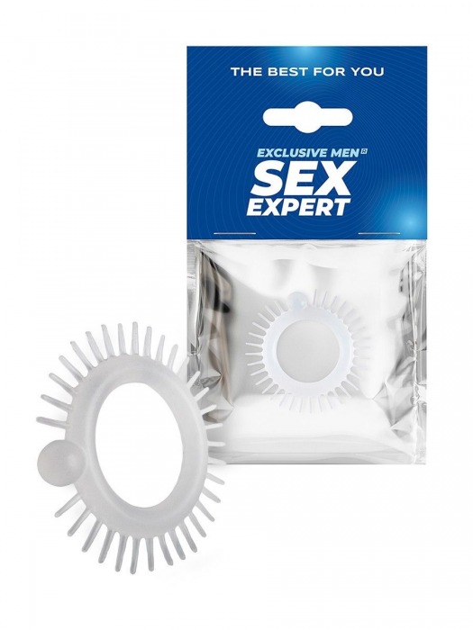 Эластичное эрекционное кольцо с шипиками и шариком - Sex Expert - в Чебоксарах купить с доставкой