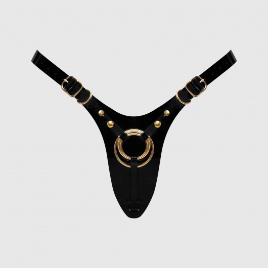 Черный пояс для фиксации насадок Strap-On-Me Leatherette Harness Fabulous - Strap-on-me - купить с доставкой в Чебоксарах