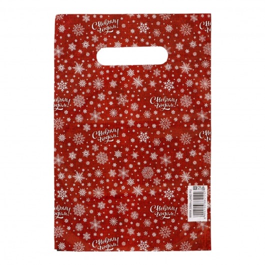 Красный подарочный новогодний пакет с вырубной ручкой (20х30 см) - Сима-Ленд - купить с доставкой в Чебоксарах