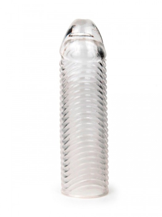 Прозрачная закрытая насадка на пенис с ребрышками - 16 см. - Sex Expert - в Чебоксарах купить с доставкой