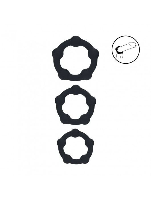 Набор из 3 эрекционных колец Beaded Silicone Cockring Set - Shots Media BV - в Чебоксарах купить с доставкой