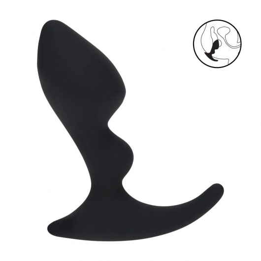 Черная анальная пробка для массажа простаты Double Ripple Silicone Prostate Massager - Shots Media BV - в Чебоксарах купить с доставкой