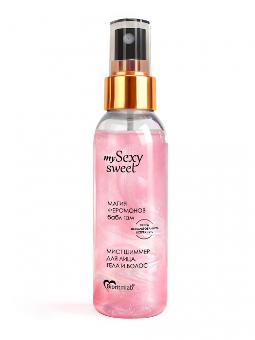 Мист для лица, тела и волос Sexy Sweet с ароматом бабл-гам, шиммером и феромонами - 95 мл. -  - Магазин феромонов в Чебоксарах