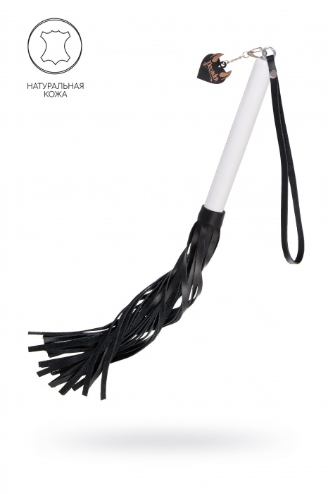 Плеть с белой рукоятью и чёрными хлыстами - 50 см. - Pecado - купить с доставкой в Чебоксарах