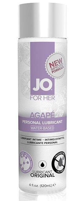 Женский лубрикант на водной основе JO AGAPE LUBRICANT ORIGINAL - 120 мл. - System JO - купить с доставкой в Чебоксарах