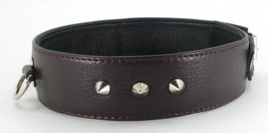 Коричневый кожаный ошейник с кольцом увеличенного размера - БДСМ Арсенал - купить с доставкой в Чебоксарах