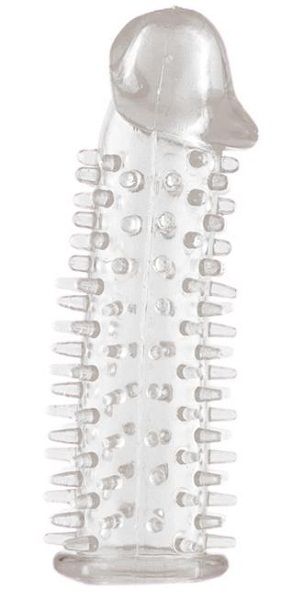Прозрачная насадка на половой член с закрытой головкой и шипами - 12,5 см. - Toyfa Basic - в Чебоксарах купить с доставкой