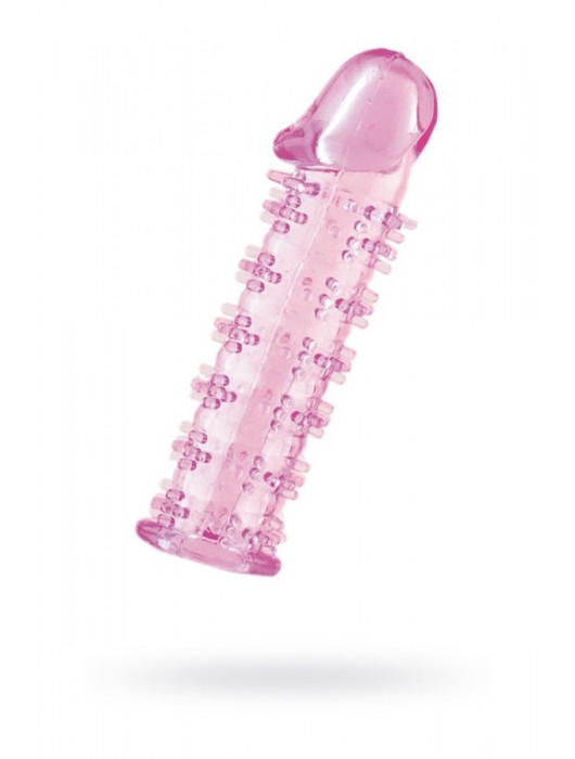 Гелевая розовая насадка на фаллос с шипами - 12 см. - Toyfa Basic - в Чебоксарах купить с доставкой