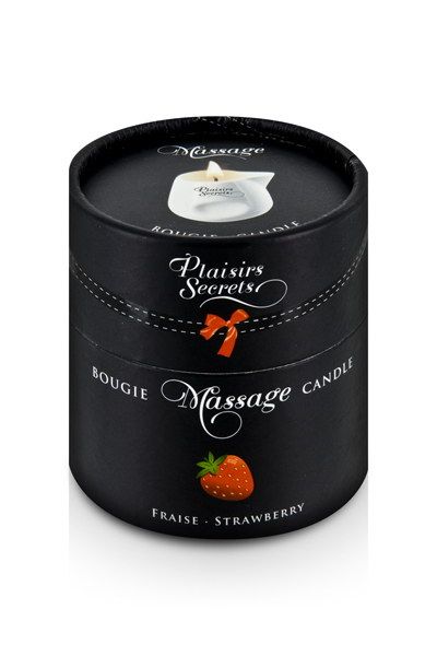 Массажная свеча с ароматом клубники Bougie de Massage Gourmande Fraise - 80 мл. - Plaisir Secret - купить с доставкой в Чебоксарах